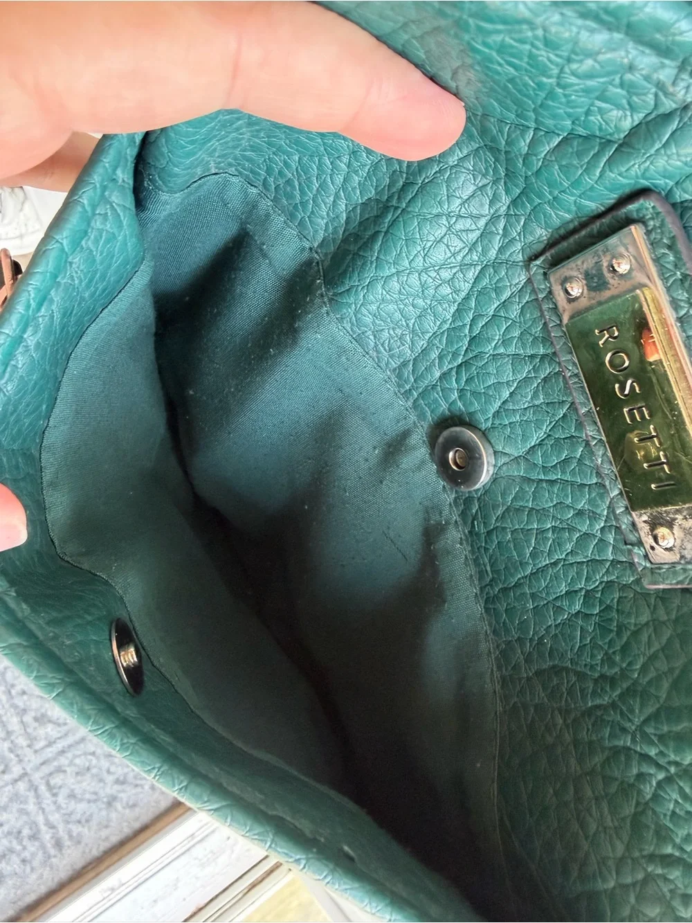 Rosetti Teal Green Crossbody Bag Faux Leather Y2K Boho Multi Pocket Purse